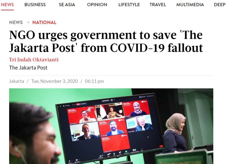 Mendesak pemerintah untuk menyelamatkan media “The Jakarta Post” dari pukulan ekonomi COVID-19
